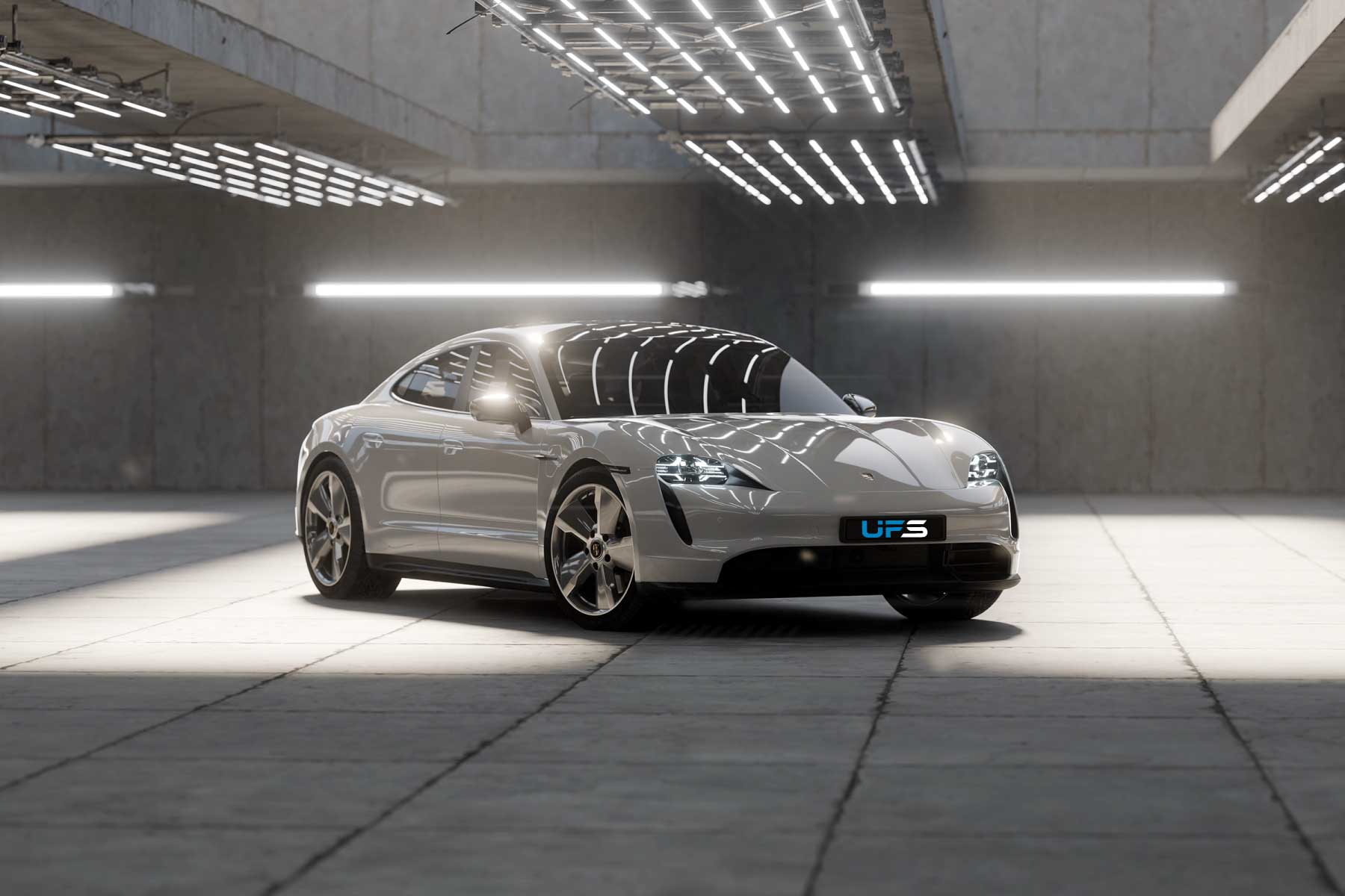 Profesyonel stüdyoda PPF uygulamasına hazır Porsche